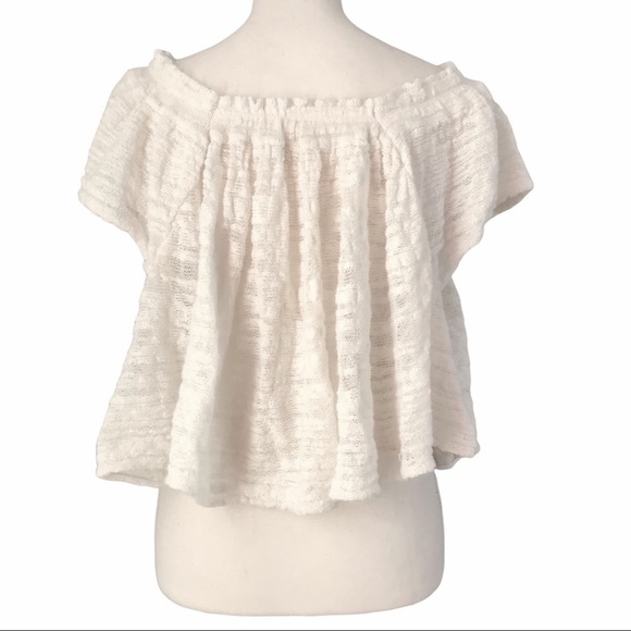 Free PEOPLE IVORY WHITE OFF THE SHOULDERS FRILLS & THRILLS BOHEMIAN TOP - Picture 3 of 7